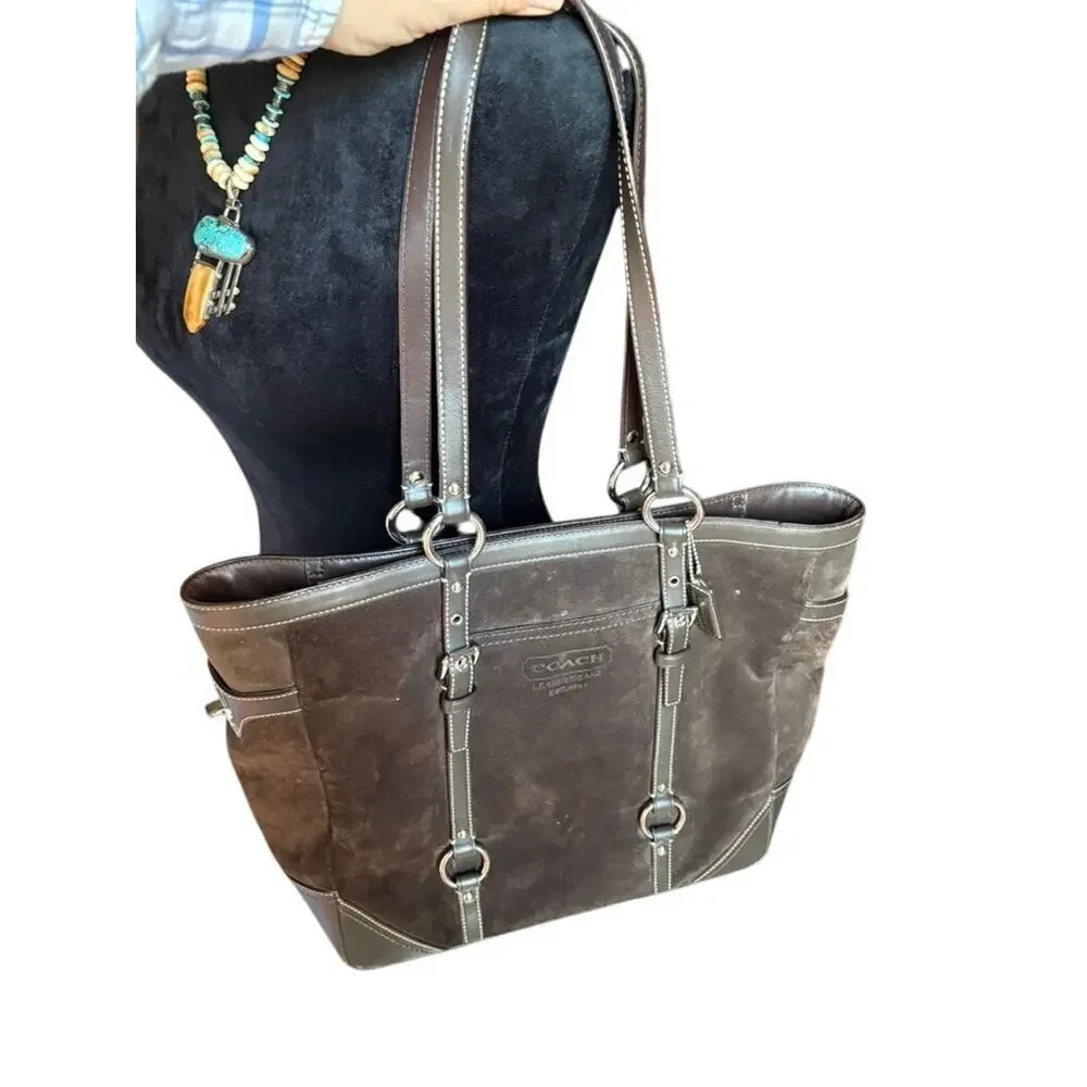 Vintage‎ Coach Brown Suede Bridle Bit Purse